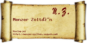 Menzer Zoltán névjegykártya